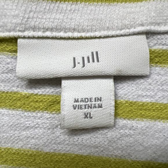 J Jill Shirt Womens XL Green Striped Cotton Short Sleeve Boxy Relaxed Lagenlook - Picture 6 of 10